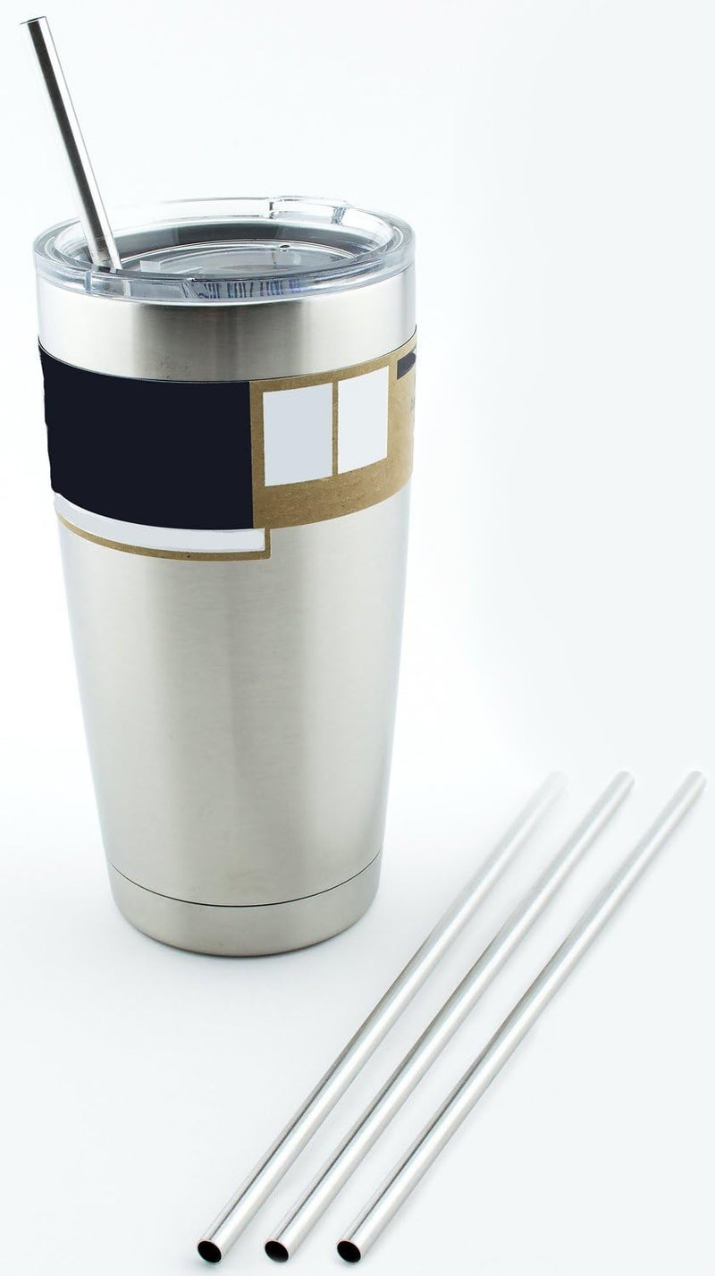 CocoStraw 4 Stainless Steel Drinking Straws fits Yeti Tumbler Rambler Cups - CocoStraw Brand - for 20 oz - Image 1